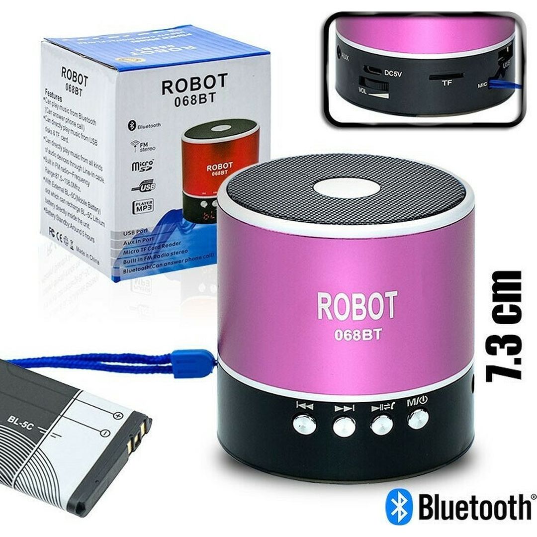 BT 068 Ηχείο Bluetooth 3W με Ραδιόφωνο και Διάρκεια Μπαταρίας έως 5 ώρες Μωβ