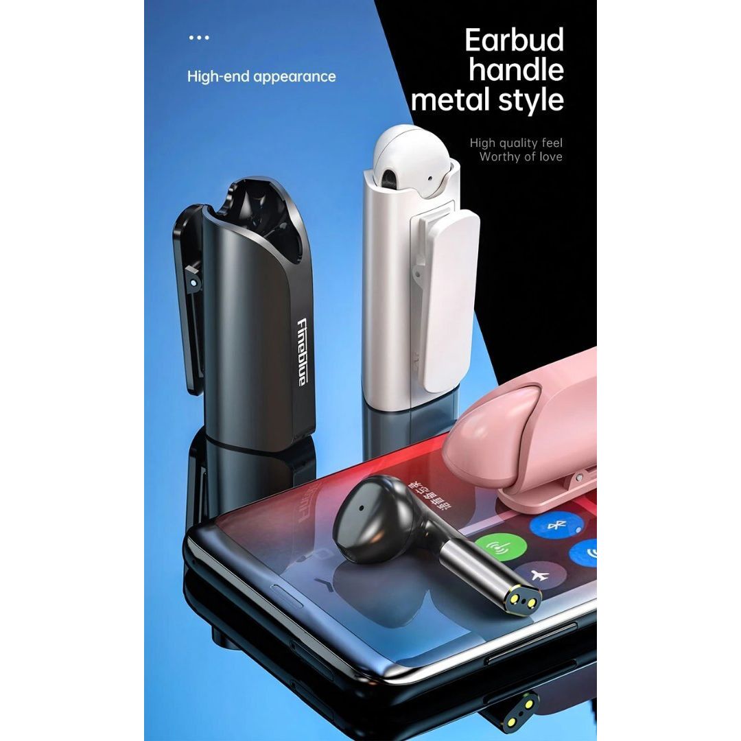 Fineblue F5 Pro Earbud Bluetooth Handsfree Ακουστικό με Θήκη Φόρτισης Λευκό