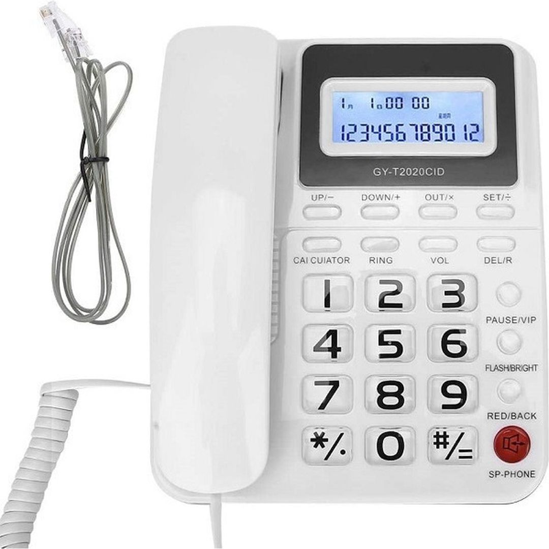 GY-T2020CID Ενσύρματο Τηλέφωνο Γραφείου για Ηλικιωμένους Λευκό