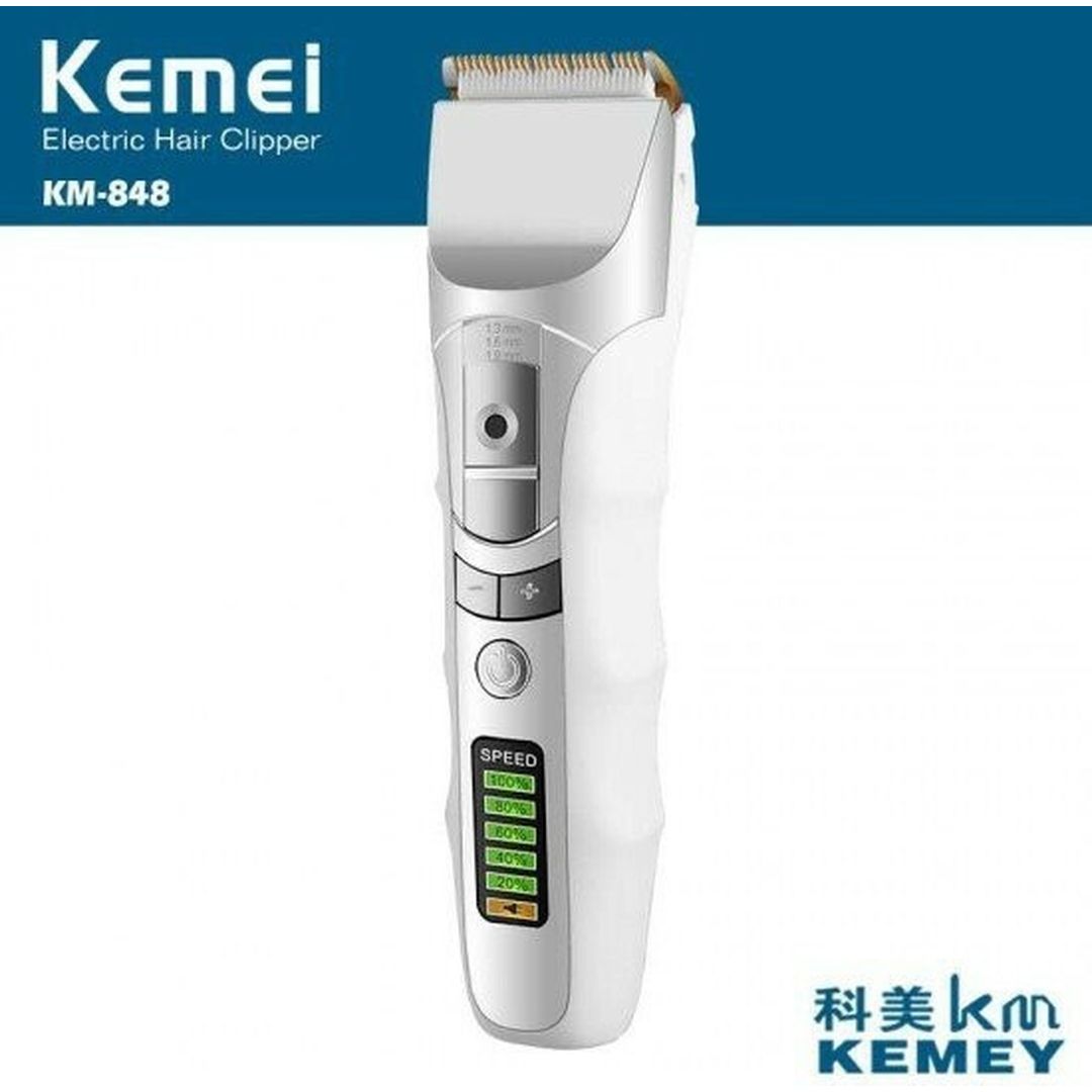 Kemei Επαναφορτιζόμενη Κουρευτική Μηχανή Λευκή KM-848