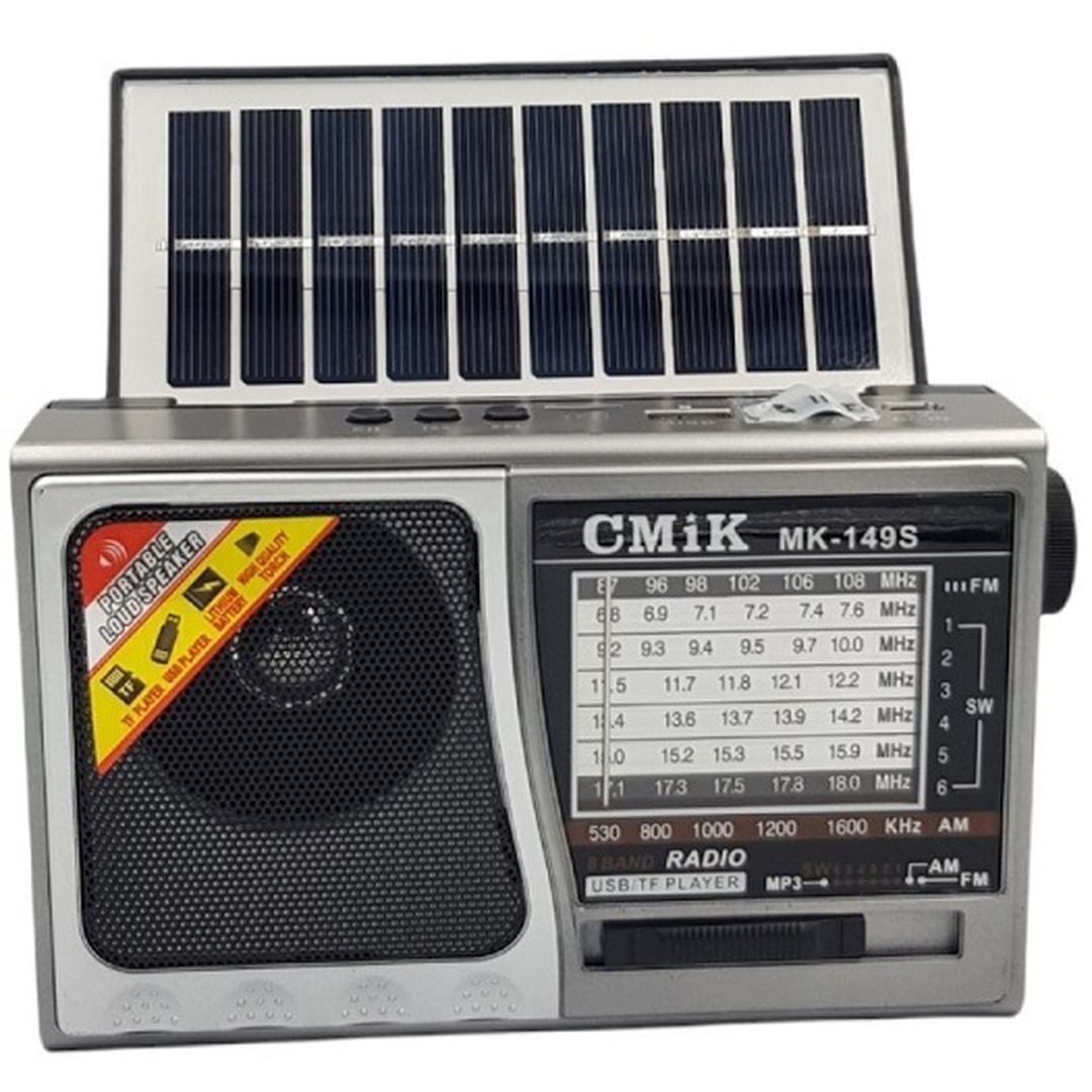 Φορητό Επιτραπέζιο Ραδιόφωνο Ηλιακό με Bluetooth Ασημί MK-149S
