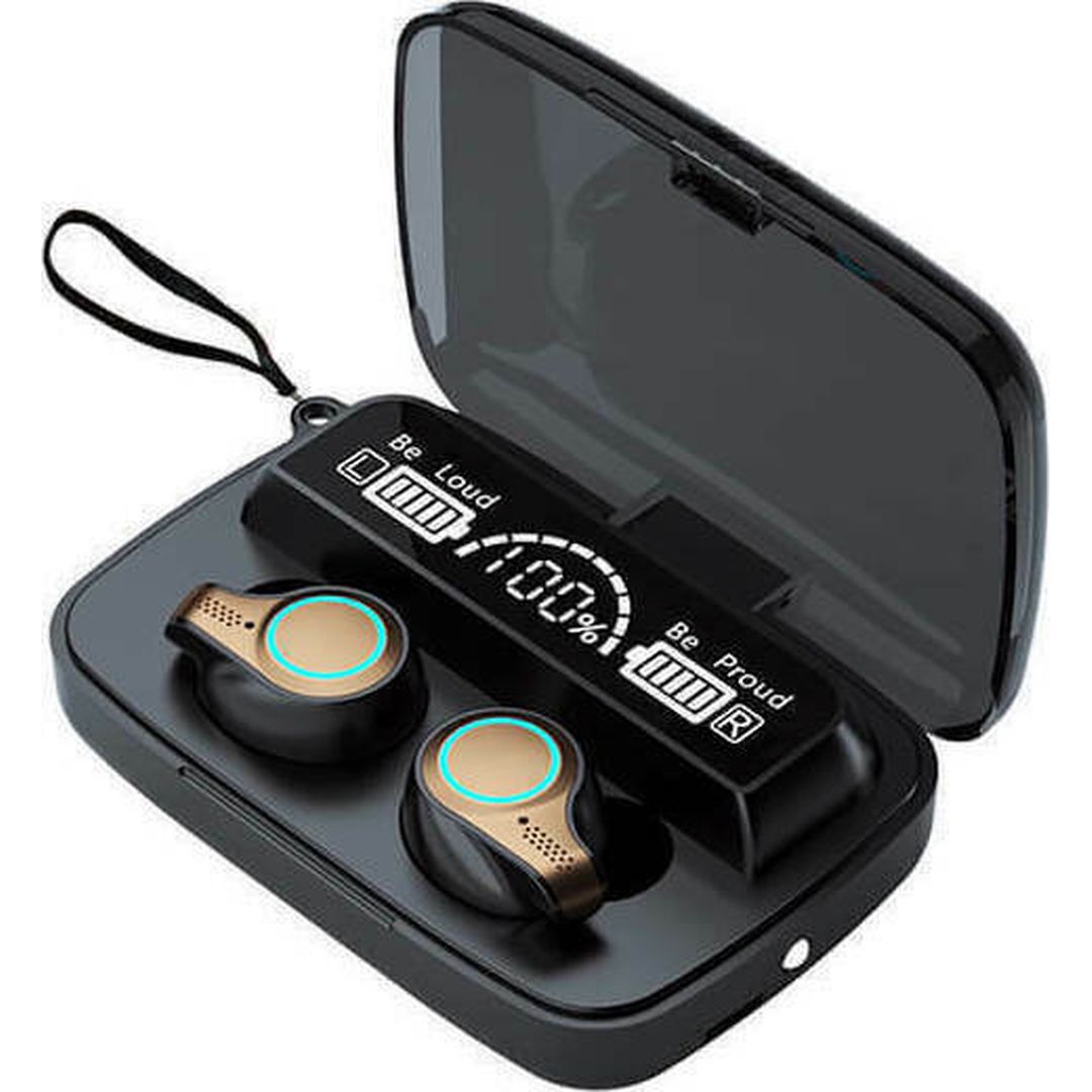 Newest M18 In-ear Bluetooth Handsfree Ακουστικά με Θήκη Φόρτισης Μαύρα