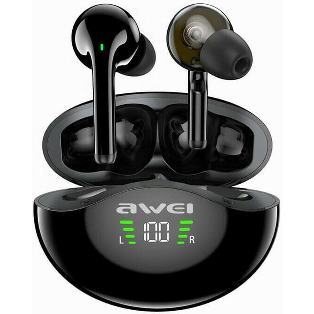 Awei T12P In-ear Bluetooth Handsfree Ακουστικά με Αντοχή στον Ιδρώτα και Θήκη Φόρτισης Μαύρα