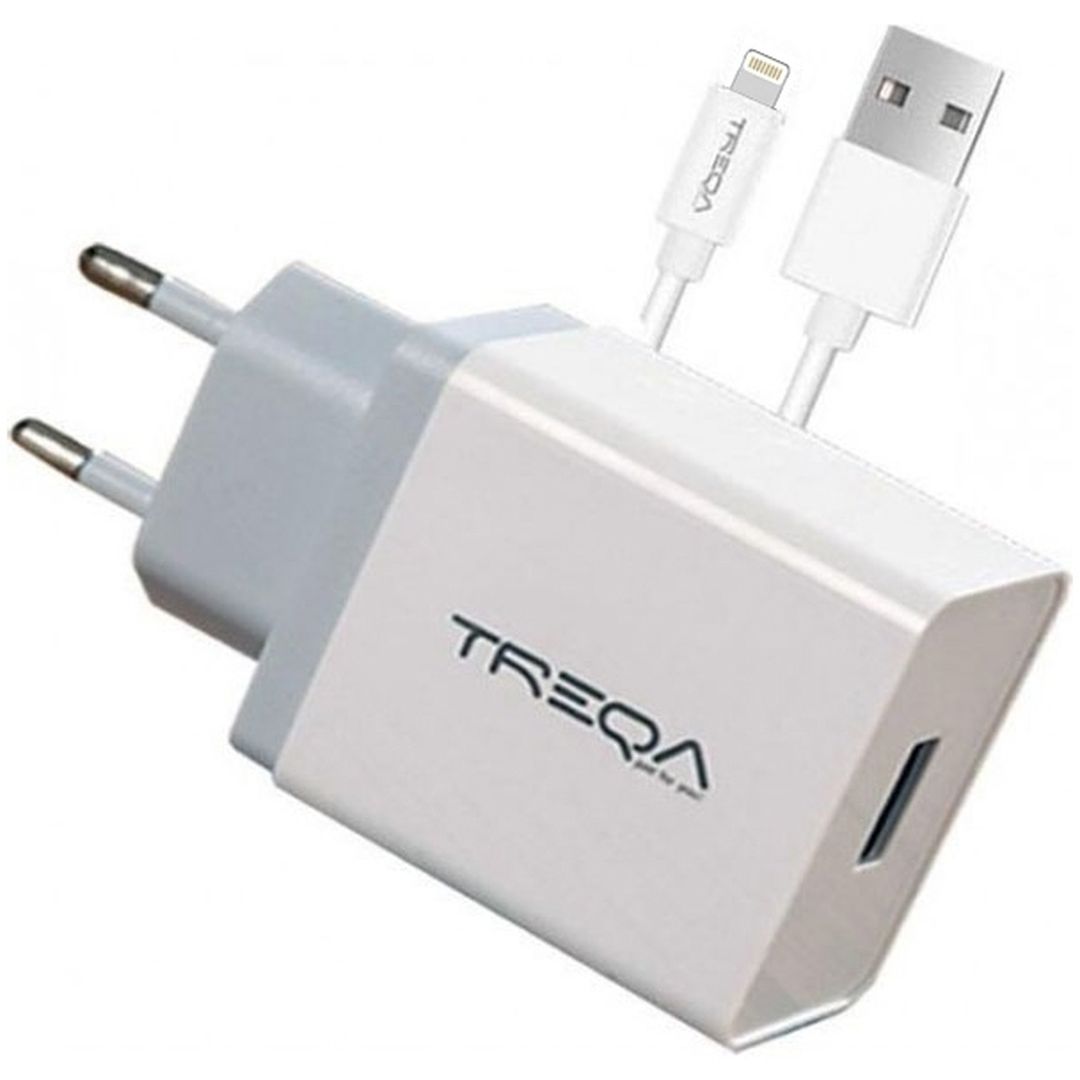 Treqa Φορτιστής με Θύρα USB-A και Καλώδιο Lightning 65W Λευκός CS-228