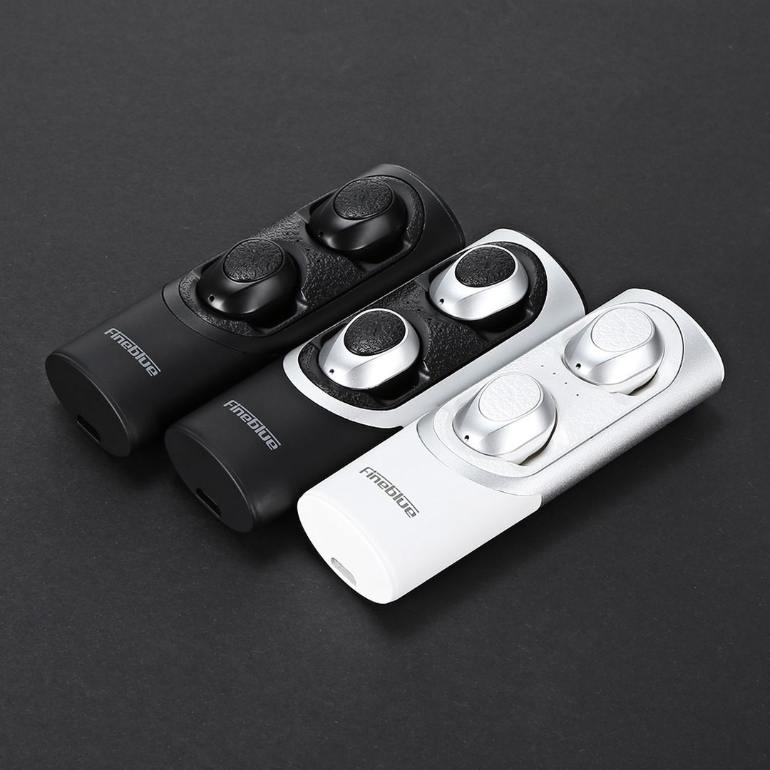 Fineblue RWS-X8 In-ear Bluetooth Handsfree Ακουστικά με Θήκη Φόρτισης Μαύρα