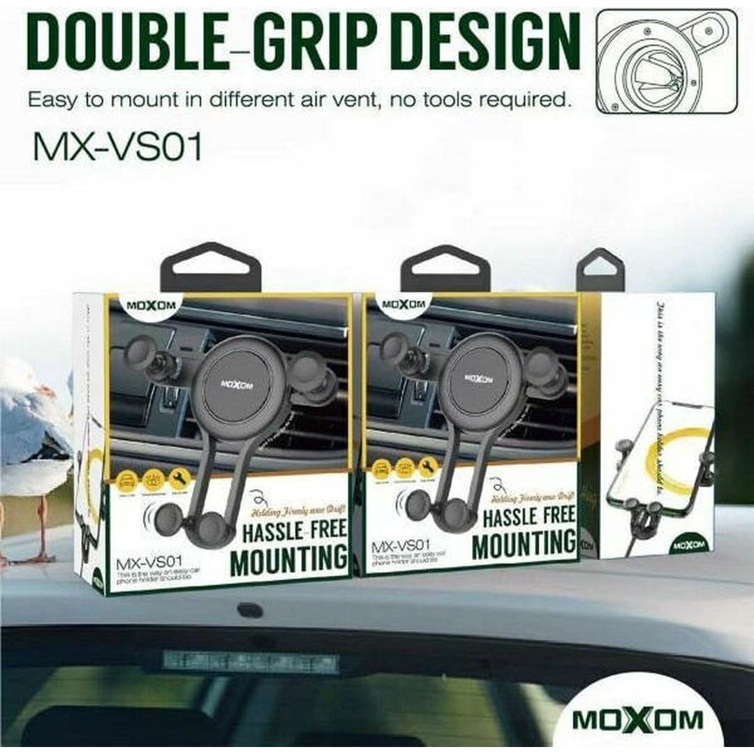 Moxom Βάση Κινητού Αυτοκινήτου Double-Grip με Ρυθμιζόμενα Άγκιστρα MX-VS01