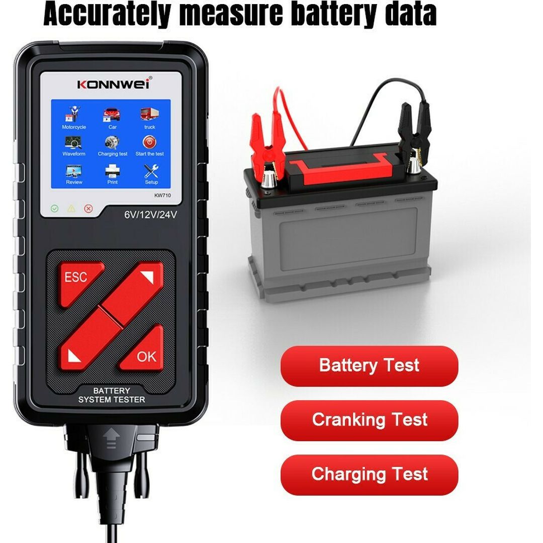 Konnwei Ελεγκτής Ανάλυσης Μπαταριών KW710 Ψηφιακό Battery Tester με Κροκοδειλάκια
