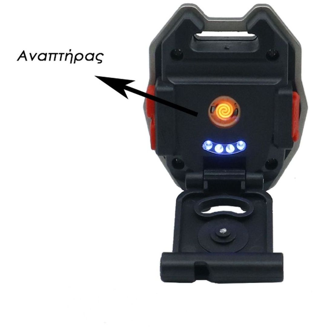 Mini Επαναφορτιζόμενος Φακός LED COB Ψυχρό - Θερμό - Κόκκινο με Αναπτήρα IPX4