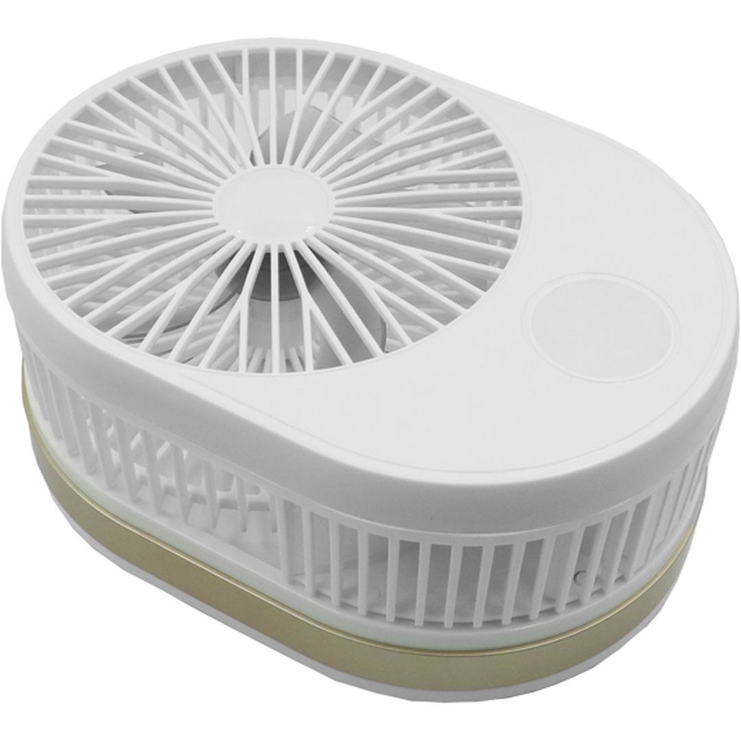Αναδιπλούμενος Επαναφορτιζόμενος Φορητός Ανεμιστήρας με 2 Ταχύτητες και LED Φωτισμό Folding Fan Λευκό - Χρυσό