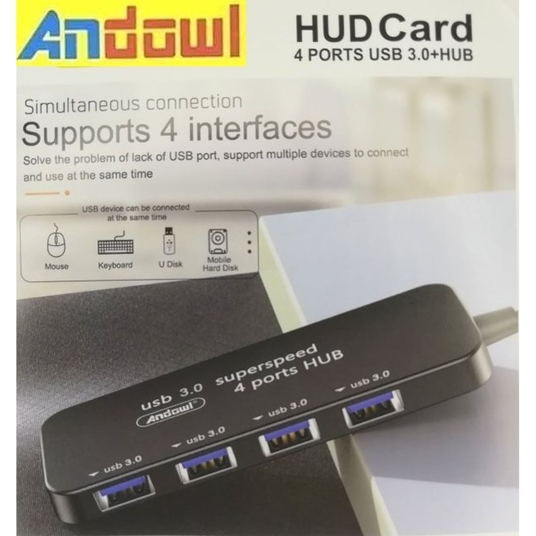 Andowl Q-HU301 USB 3.0 Hub 4 Θυρών με σύνδεση USB-A (Q-HU301)