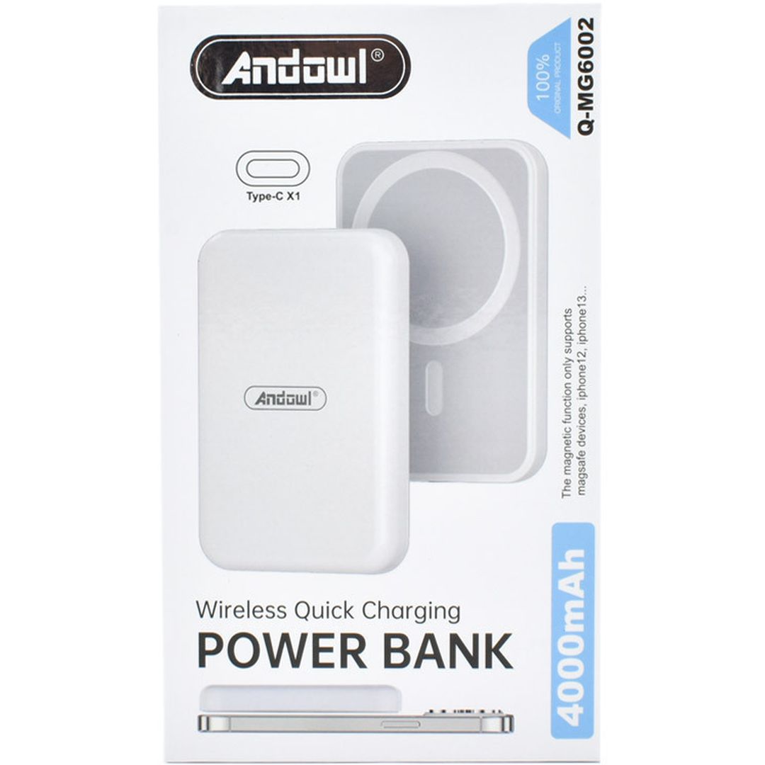 Andowl Q-MG6002 MagSafe Power Bank 4000mAh με Θύρα USB-C Λευκό