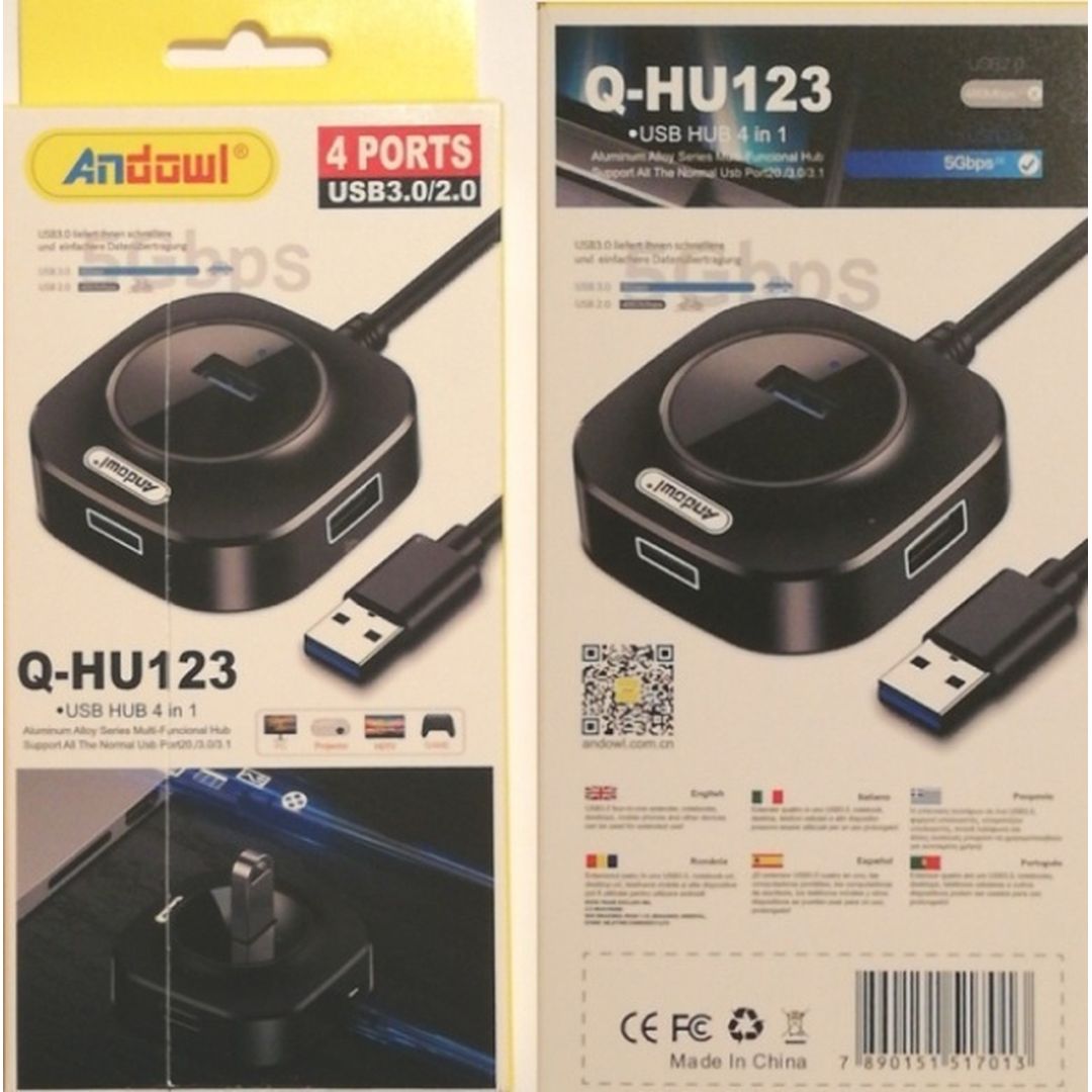 Andowl Q-HU123 USB 3.0 Hub 4 Θυρών με σύνδεση USB-A (Q-HU123)