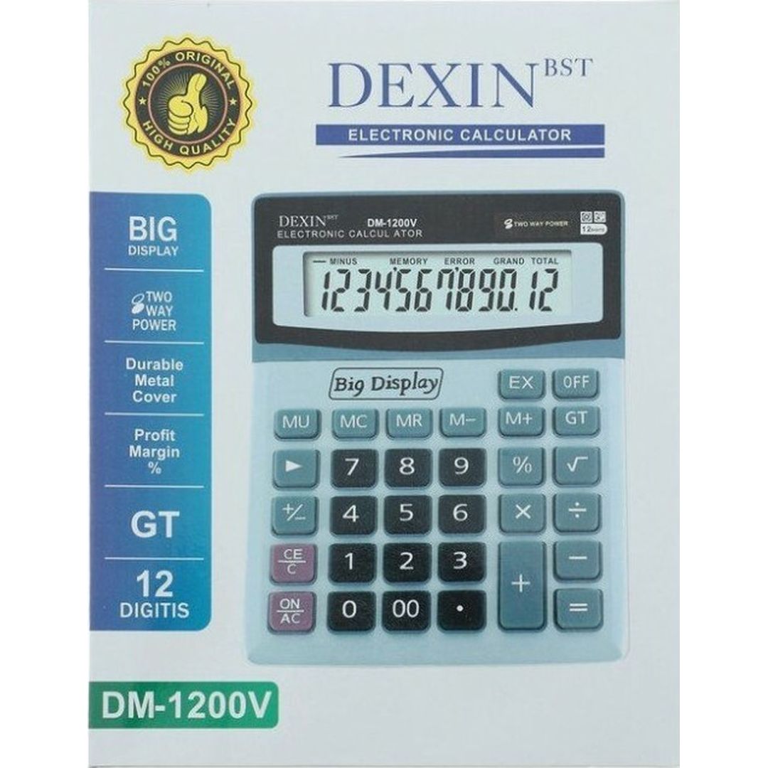 Αριθμομηχανή DexinBST DM-1200V 12 Ψηφίων σε Ασημί Χρώμα