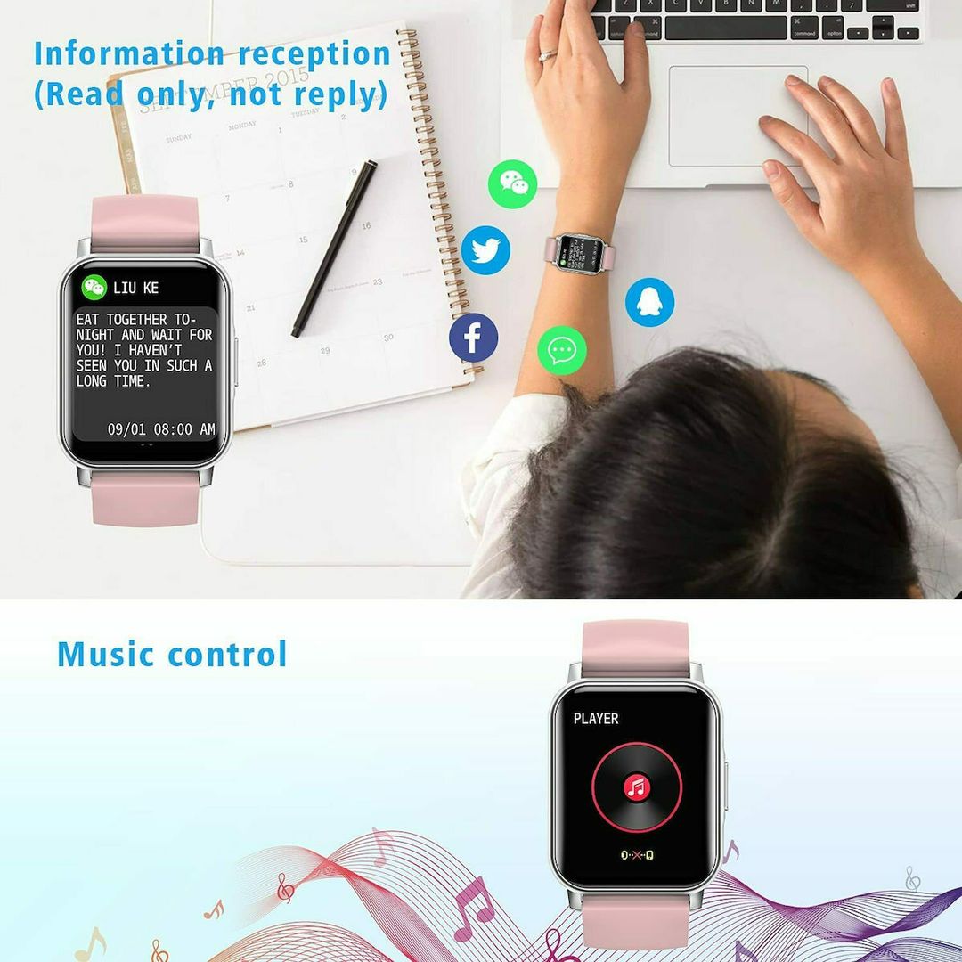 NK15 Aluminium 51mm Smartwatch με Παλμογράφο (Ροζ)