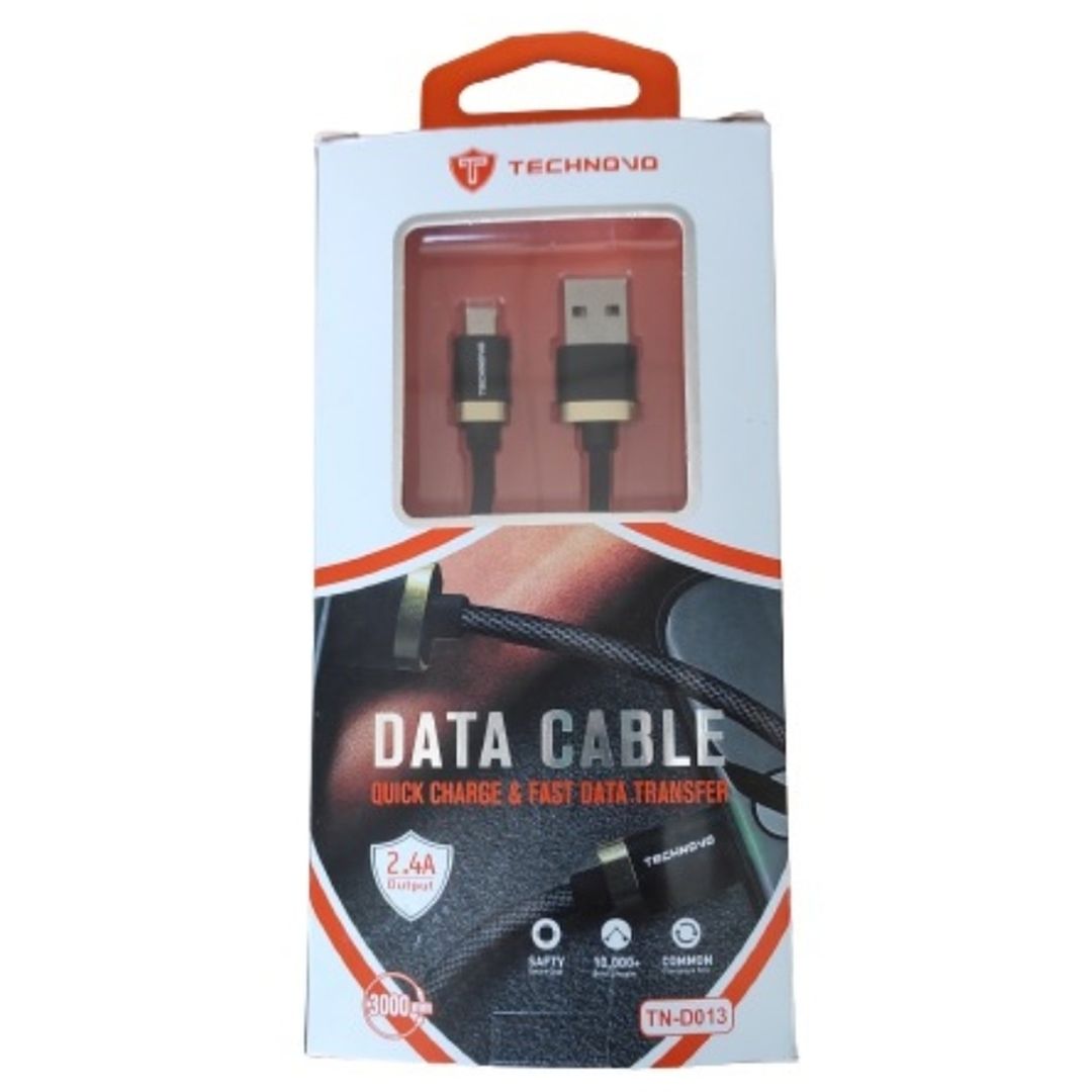 Technovo Quick Charge & Fast Data Transfer USB 2.0 Cable USB-C male - Μαύρο 1m (TN-D003)