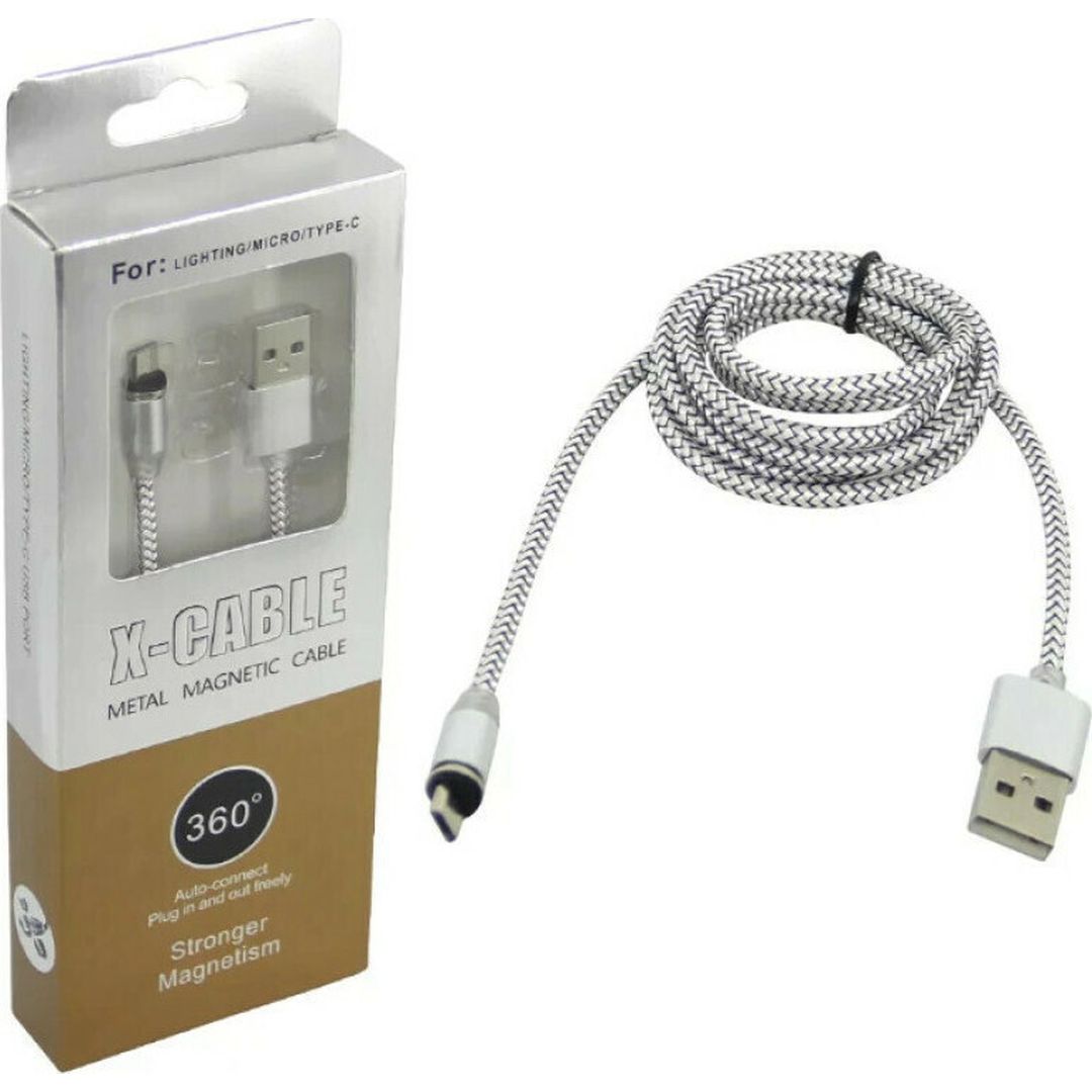 Technovo TN-D009 Magnetic USB to Lightning / Type-C / micro USB Cable Ασημί 1m