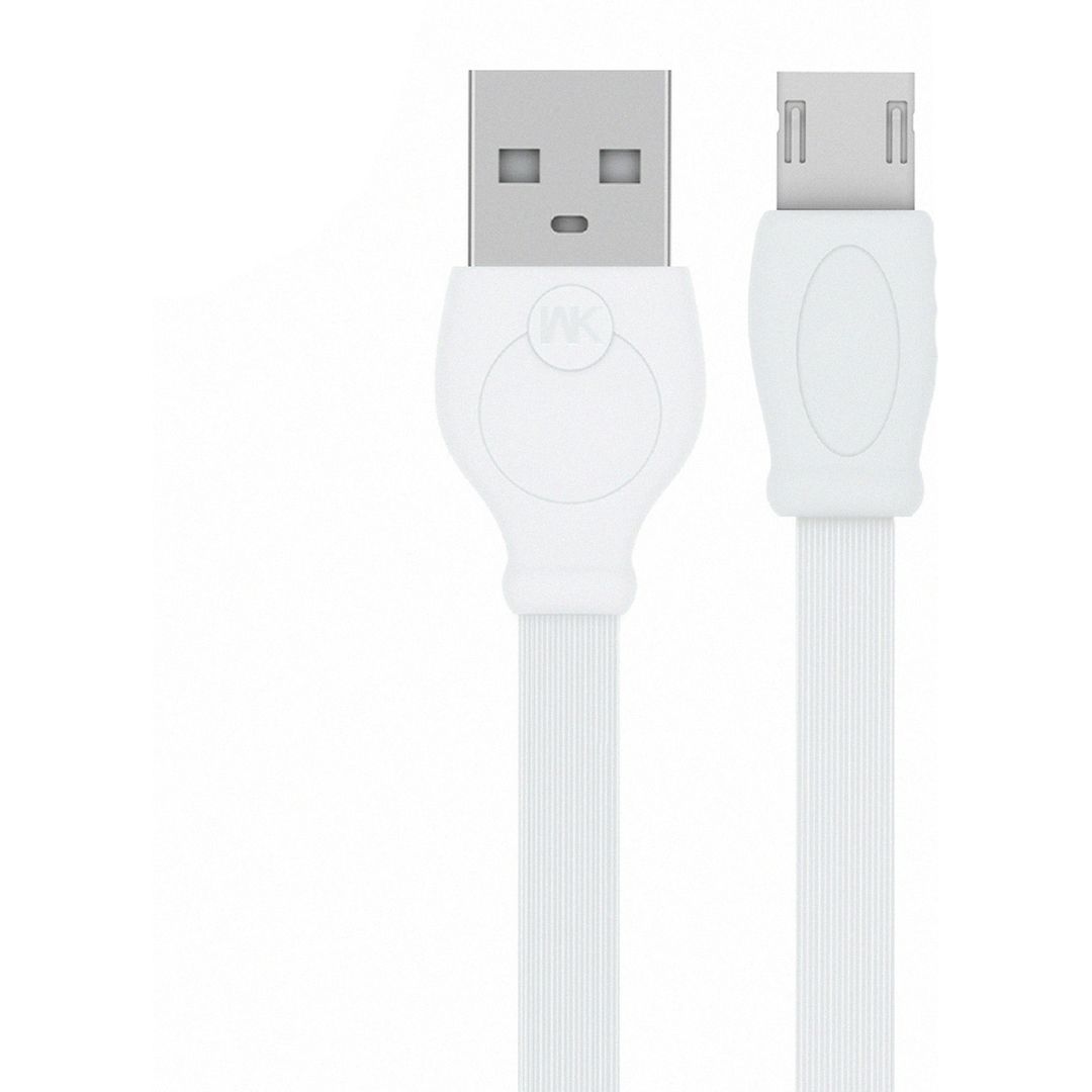 WK Flat USB 2.0 Cable USB-C male - USB-A male Λευκό 1m (WDC-023)