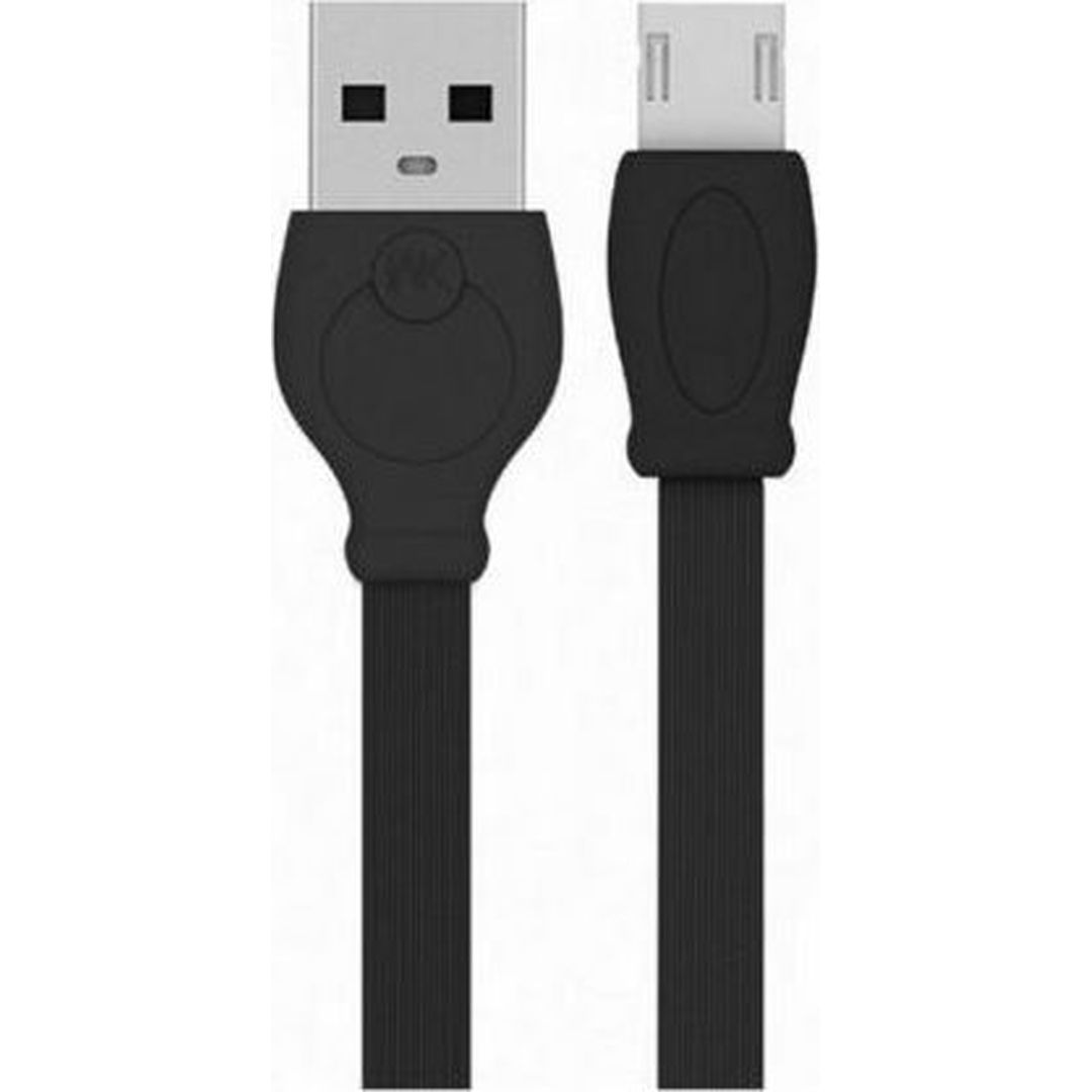 WK Flat USB 2.0 to micro USB Cable Μαύρο 1m (WDC-023BK)