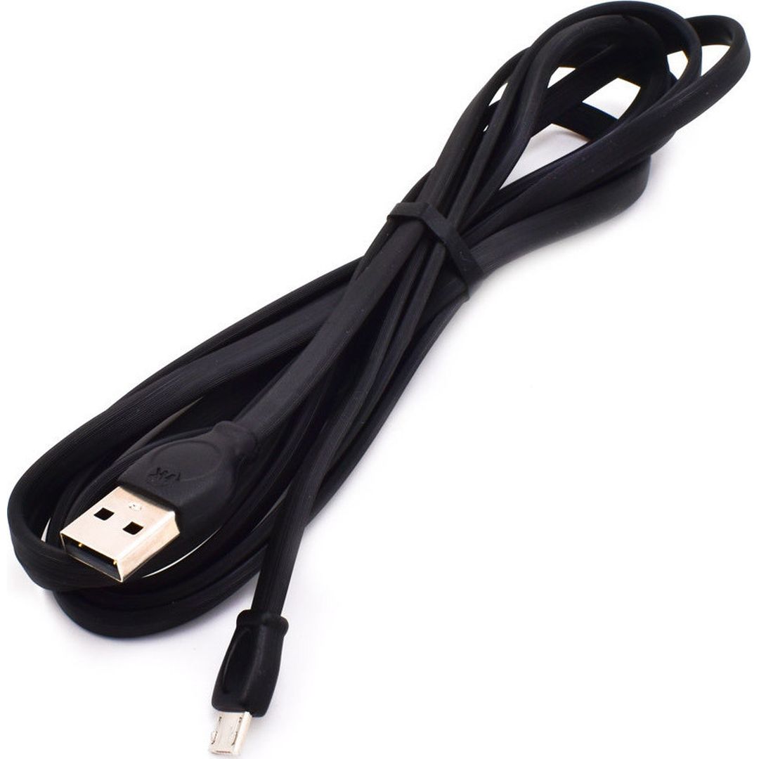 WK Flat USB 2.0 to micro USB Cable Μαύρο 2m (WDC-023BK)