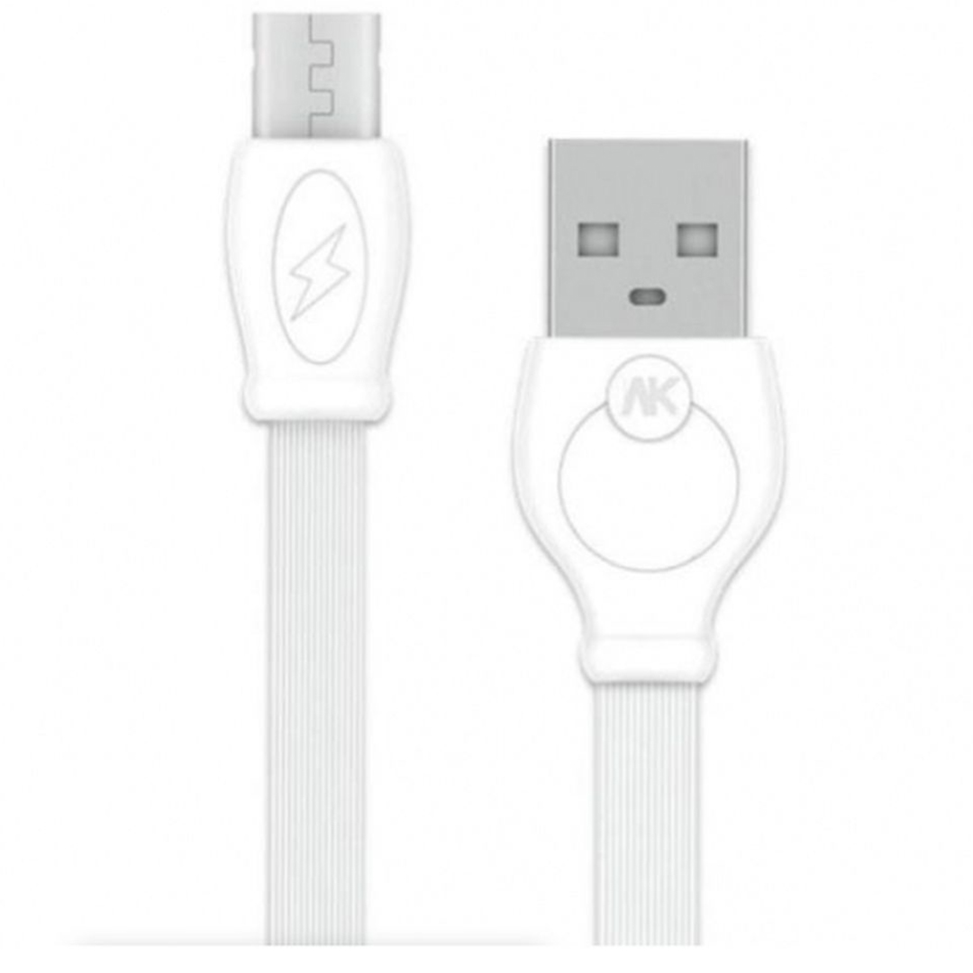WK Flat USB 2.0 to micro USB Cable Λευκό 1m (WDC-023W)