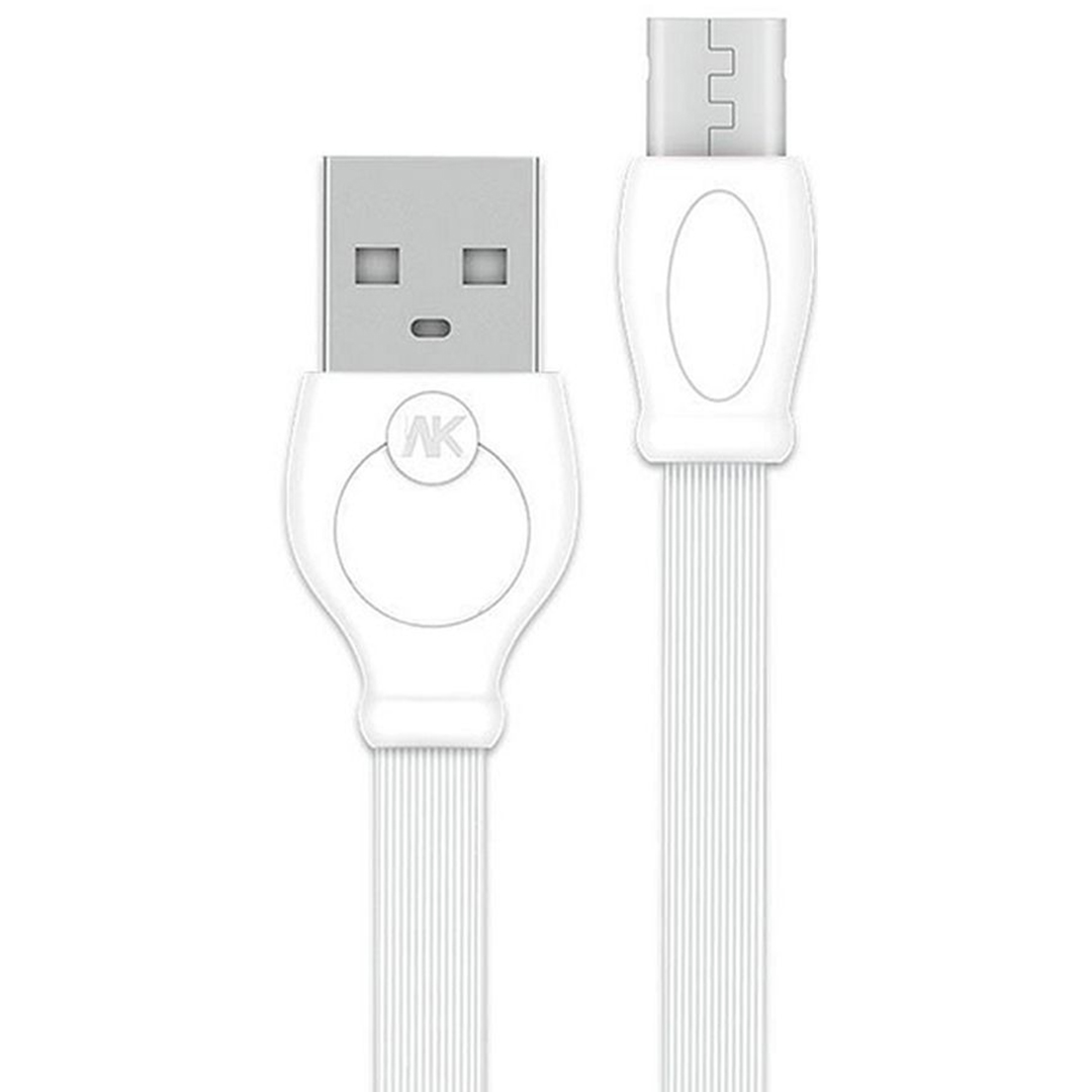 WK Flat USB 2.0 to micro USB Cable Λευκό 3m (WDC-023W)