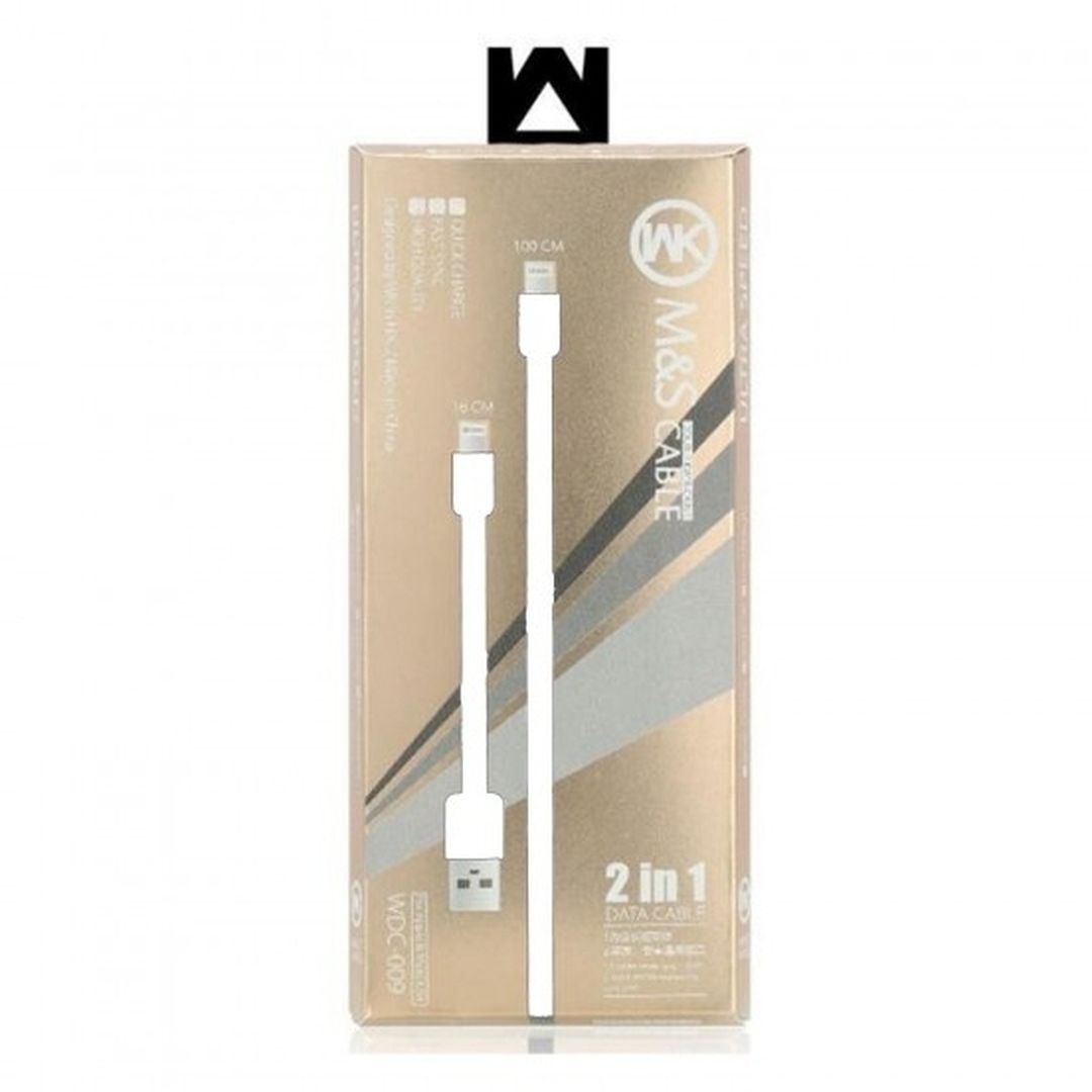 WK WDC-009 Flat USB to Lightning / micro USB Cable Λευκό 1m