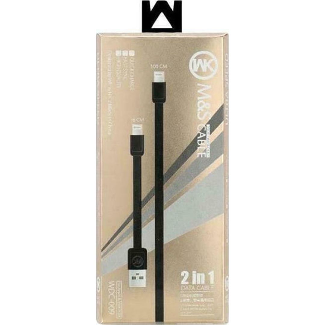 WK WDC-009 Flat USB to micro USB / Lightning Cable Μαύρο 1m