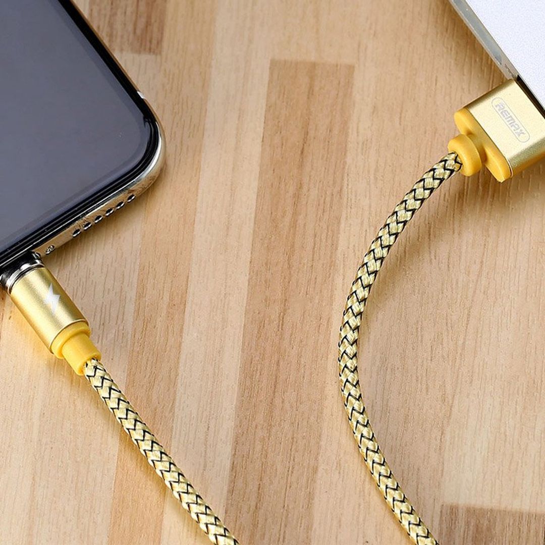 Remax Braided / Magnetic USB to Lightning Cable Χρυσό 1m (Gravity)