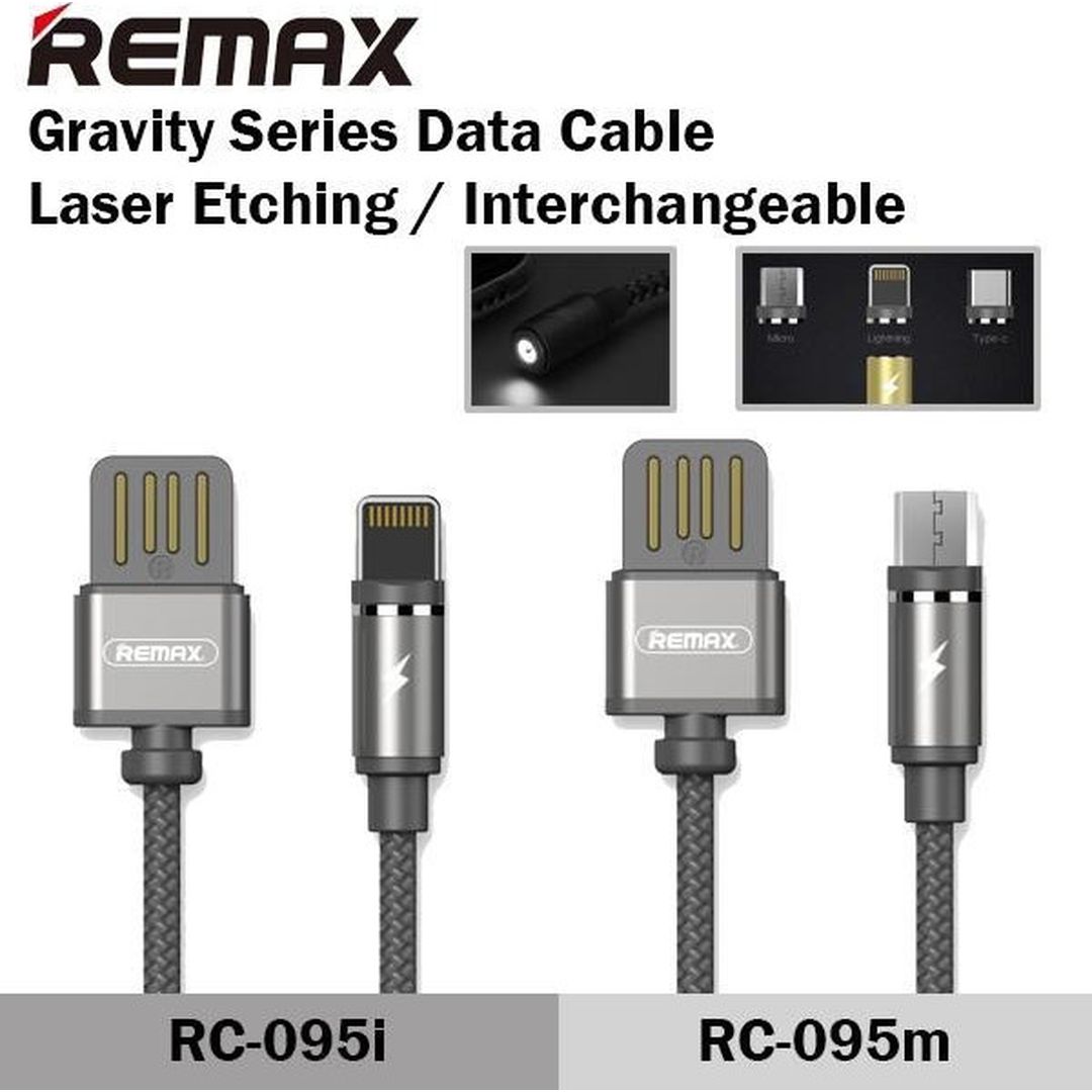 Remax Braided / Magnetic USB to Lightning Cable Μαύρο 1m (Gravity)