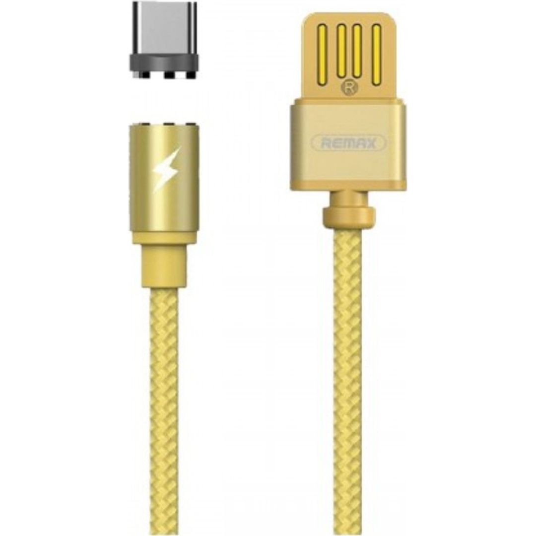 Remax Braided / Magnetic USB 2.0 to micro USB Cable Gold 1m (Gravity)