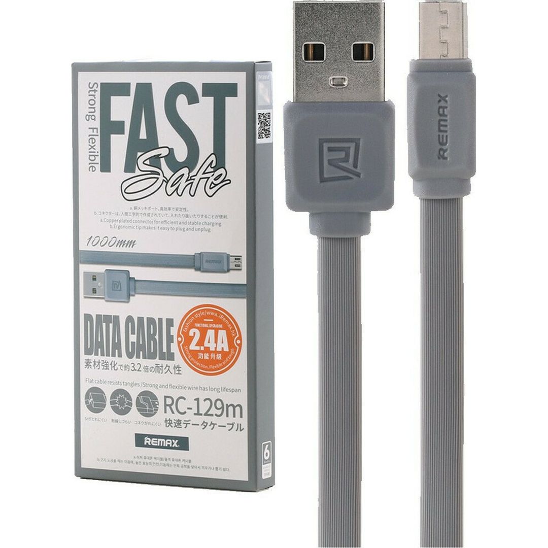 Remax Flat USB 3.0 to micro USB Cable Γκρι 1m (Fast Safe)