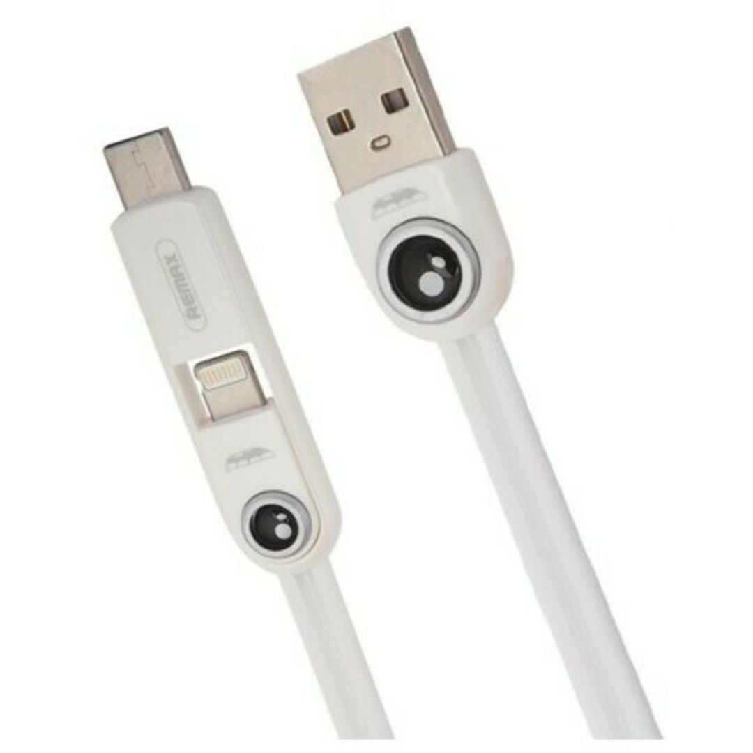 Remax Cutie RC-073th Flat USB to Lightning / Type-C Cable 2.1A Λευκό 1m