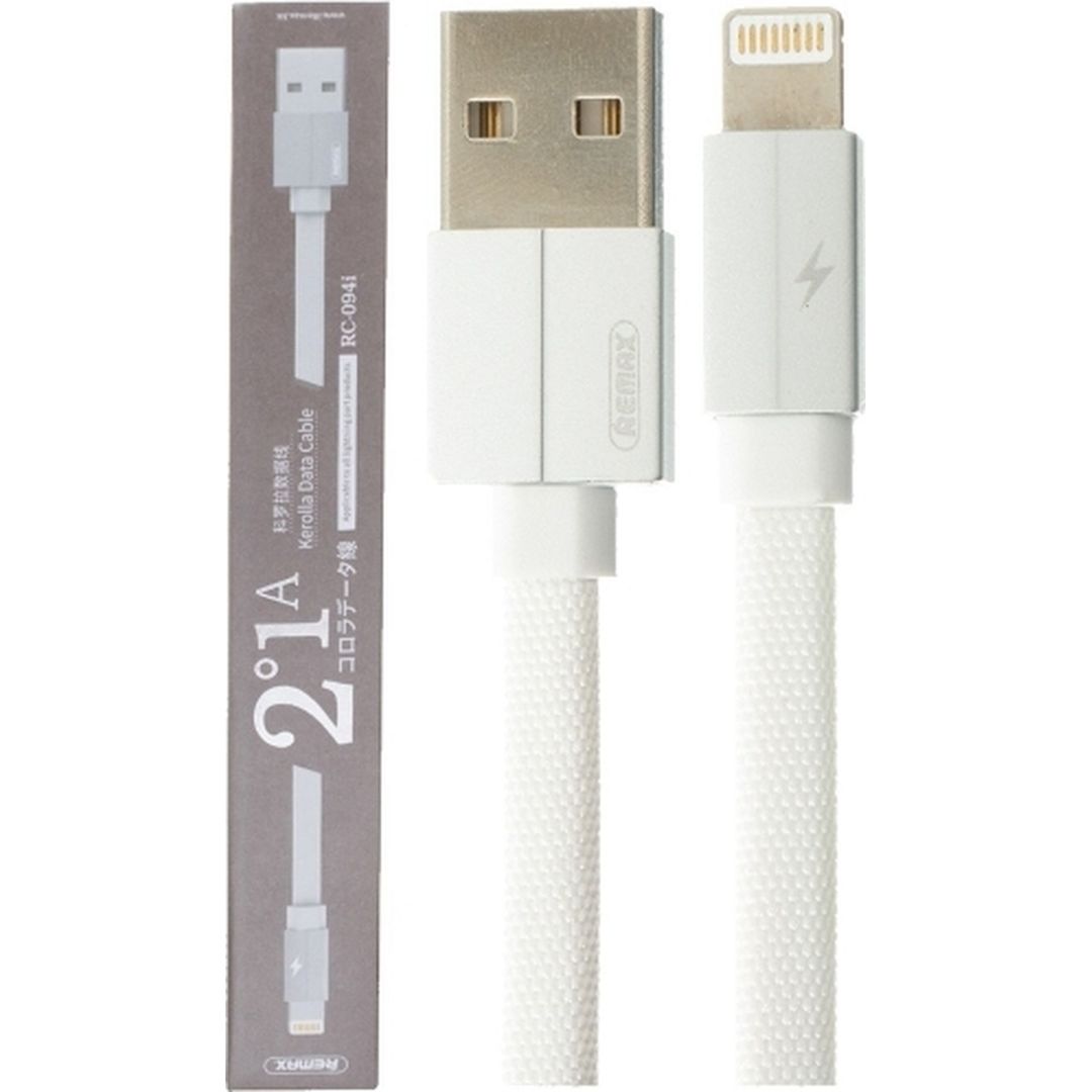 Remax Braided / Flat USB to Lightning Cable Λευκό 2m (Kerolla)