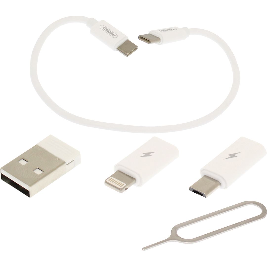 Remax RC-190 Regular USB to micro USB / Lightning / Type-C Cable 3A Λευκό 0.29m (RC-190 FY)