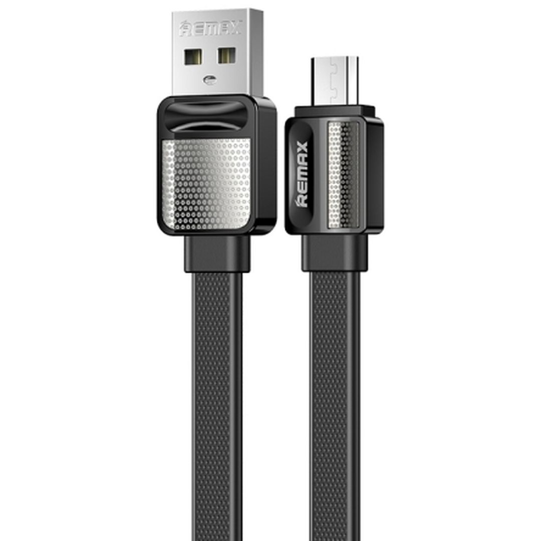 Remax Braided / Flat USB 2.0 to micro USB Cable Μαύρο 1m (RC-154M)