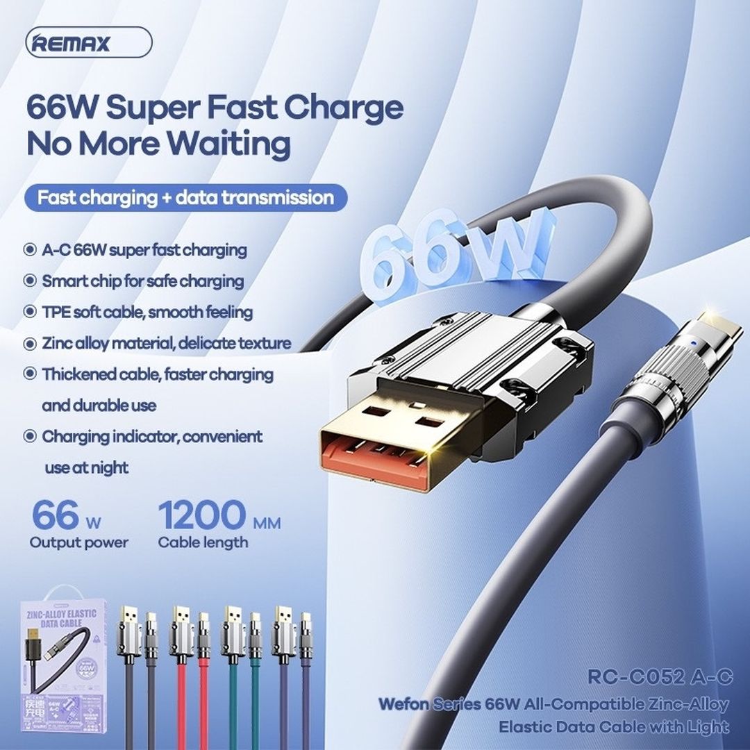 Remax USB 3.0 Cable USB-C male - 66W Μωβ 1.2m (RC-C052)