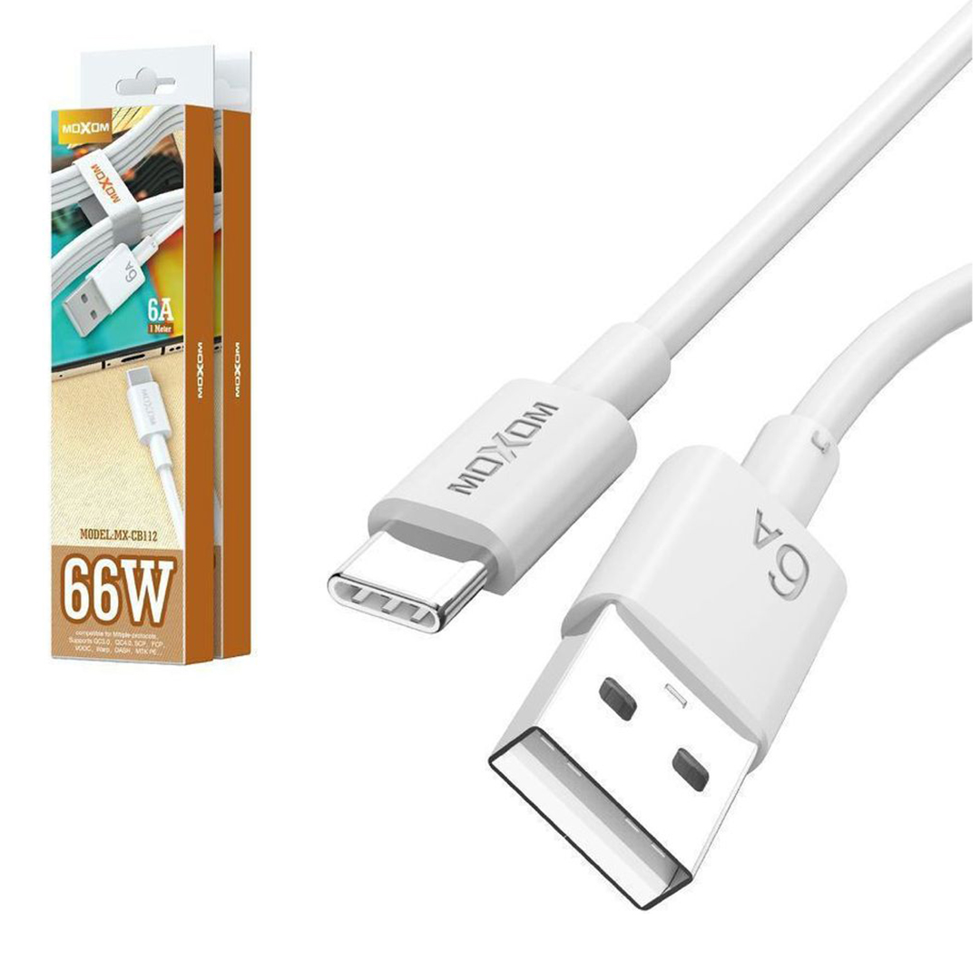 Moxom MX-CB112 USB 2.0 Cable USB-C male - USB-C male 66W Λευκό