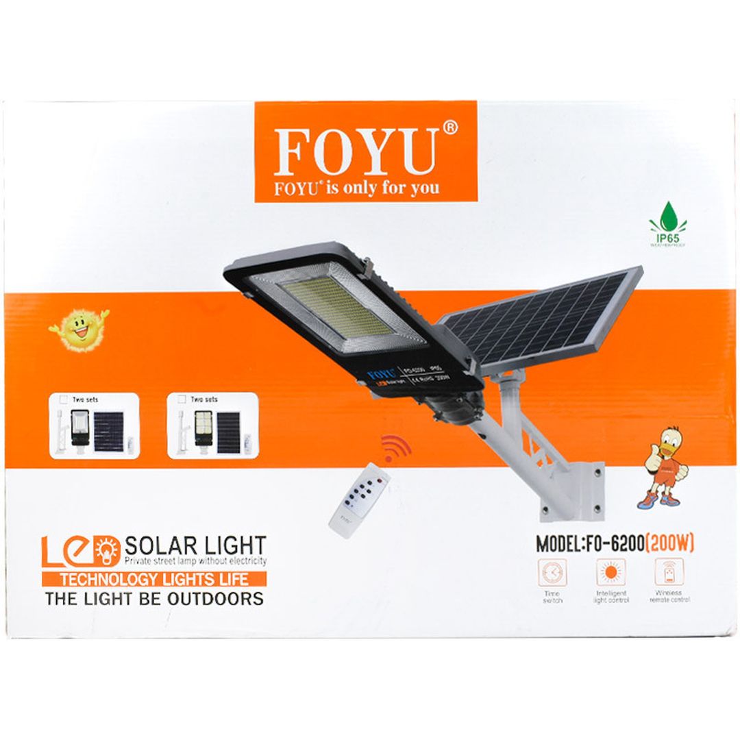 Foyu Ηλιακό Φωτιστικό Δρόμου 100W Ψυχρό Λευκό 6000K με Φωτοκύτταρο και Τηλεχειριστήριο IP67 FO-6100