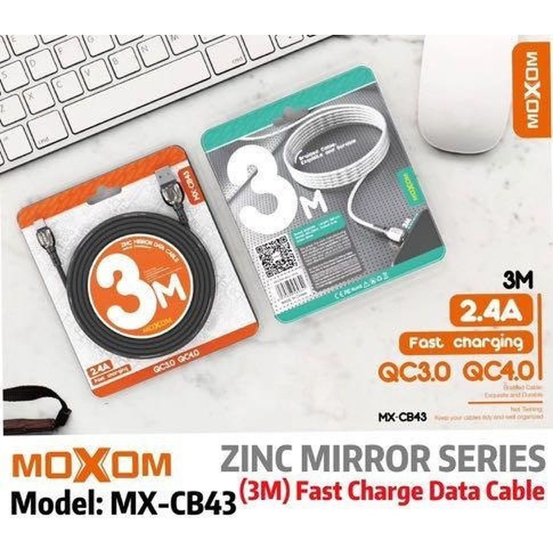 Moxom MX-CB43 Braided USB to Lightning Cable Μαύρο 3m