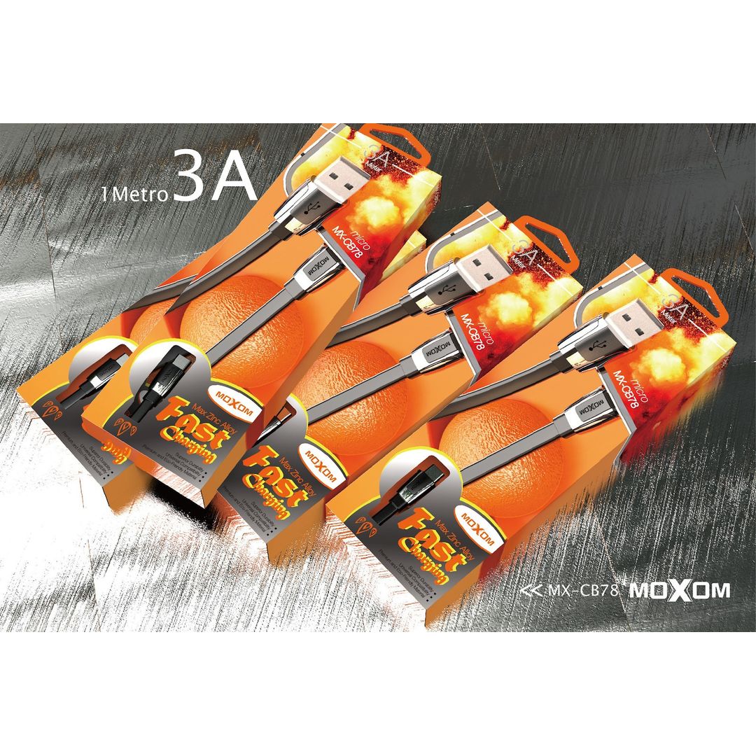 Moxom Flat USB-A to Lightning Cable Μαύρο 1m (MX-CB78)