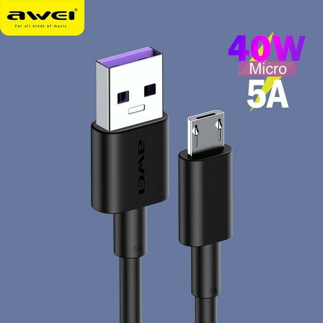 Awei Regular USB 2.0 to micro USB Cable Μαύρο 1m (CL-77M)
