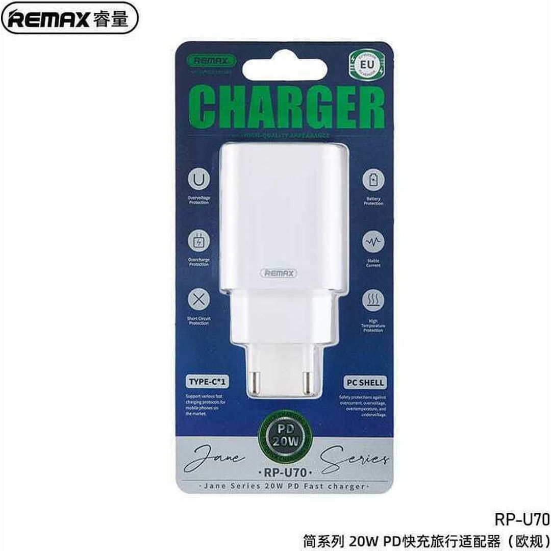 Remax Φορτιστής Χωρίς Καλώδιο με Θύρα USB-C 20W Λευκός (RP-U70)