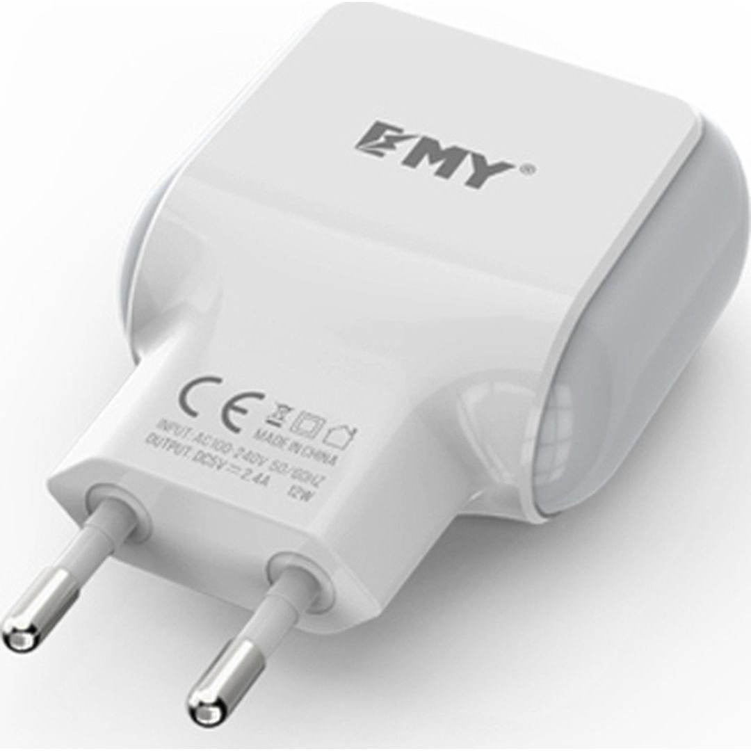 Emy Power Φορτιστής Χωρίς Καλώδιο με 2 Θύρες USB-A 12W Λευκός (MY-220)