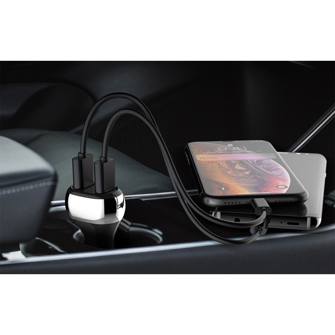 Ldnio Φορτιστής Αυτοκινήτου Γρήγορης Φόρτισης με Θύρες: 2xUSB μαζί με Καλώδιο micro-USB και Βολτόμετρο Μπαταρίας LDNIODRIVEC2