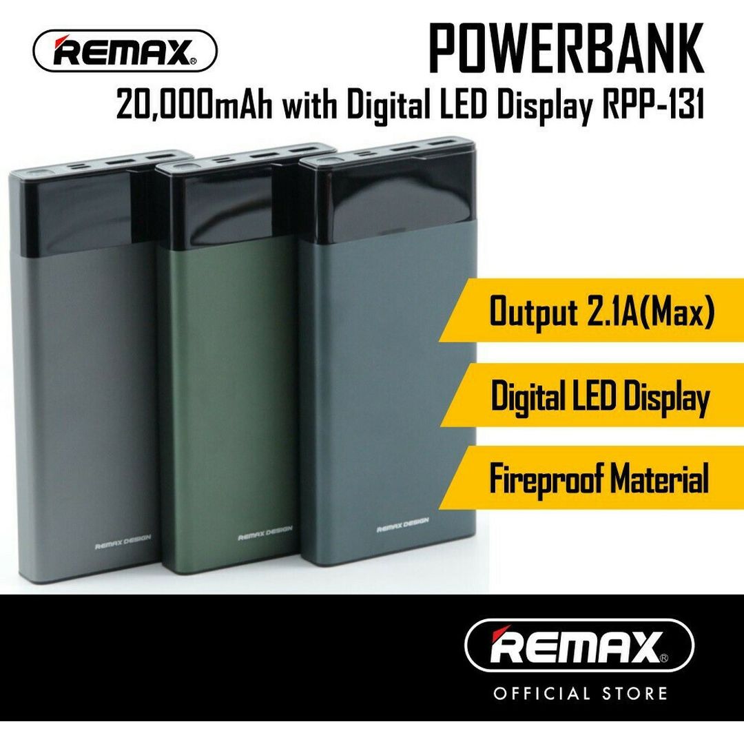 Remax RPP-131 Power Bank 20000mAh με 2 Θύρες USB-A Πράσινο