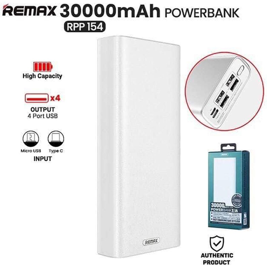 Remax RPP-154 Power Bank 30000mAh με 4 Θύρες USB-A Λευκό