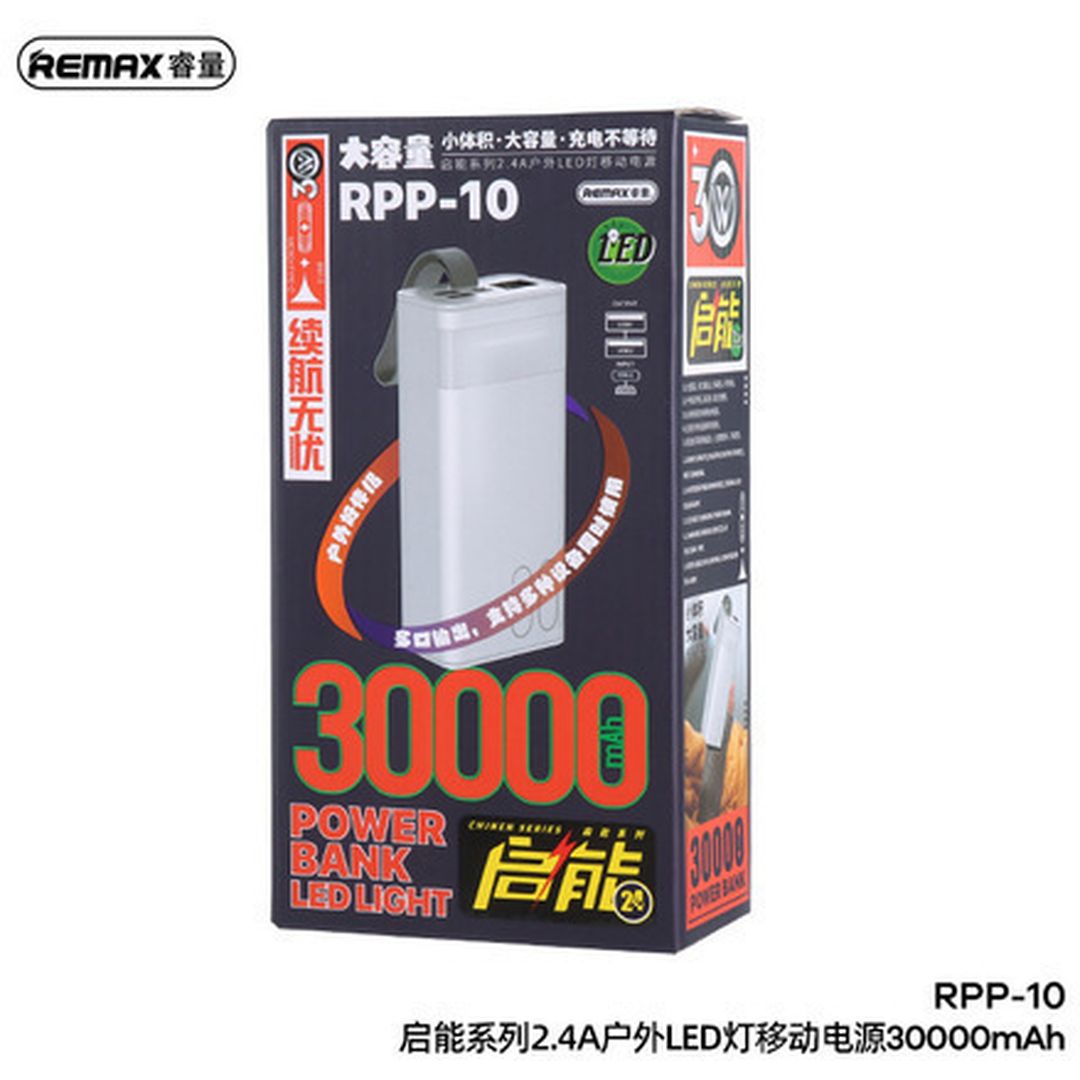 Remax RPP-10 Power Bank 30000mAh 12W με 2 Θύρες USB-A Λευκό