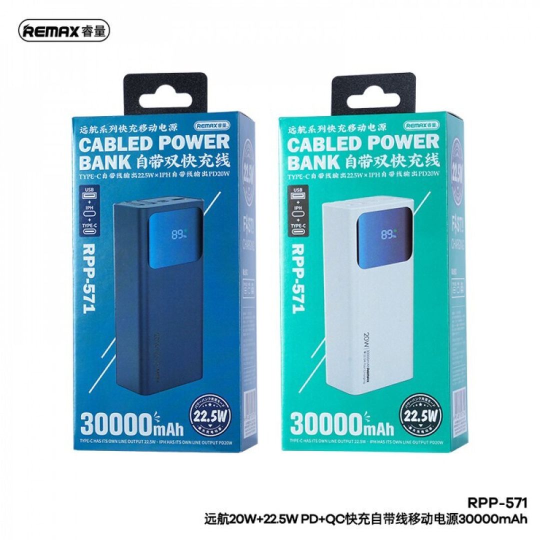 Remax RPP-571 Power Bank 30000mAh με Θύρα USB-A Power Delivery Μπλε