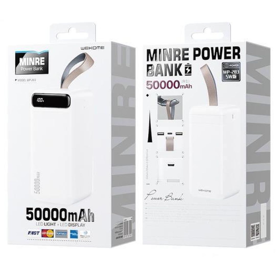 WK WP-283 Power Bank 50000mAh με 2 Θύρες USB-A Minre White