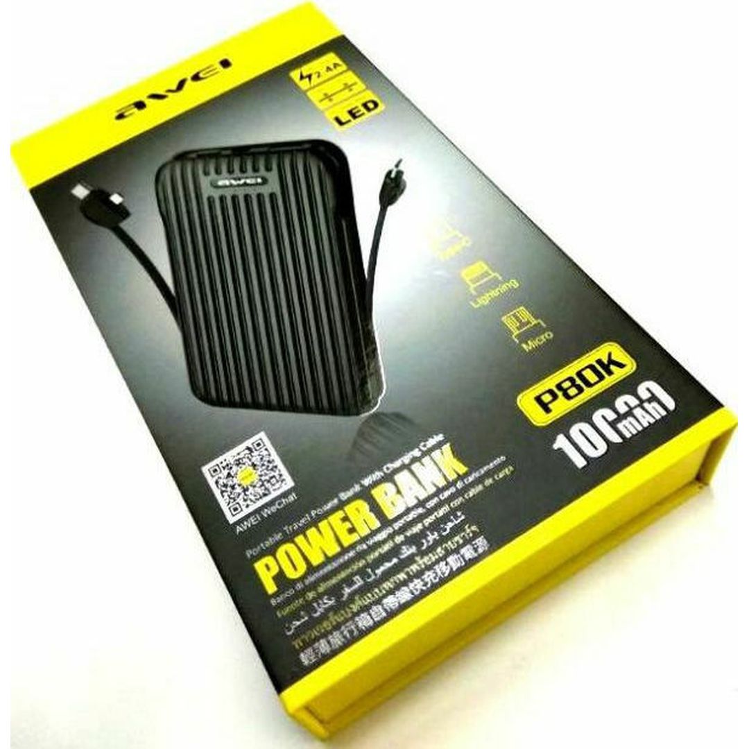 Awei P80K Power Bank 10000mAh με Θύρα USB-A Μαύρο